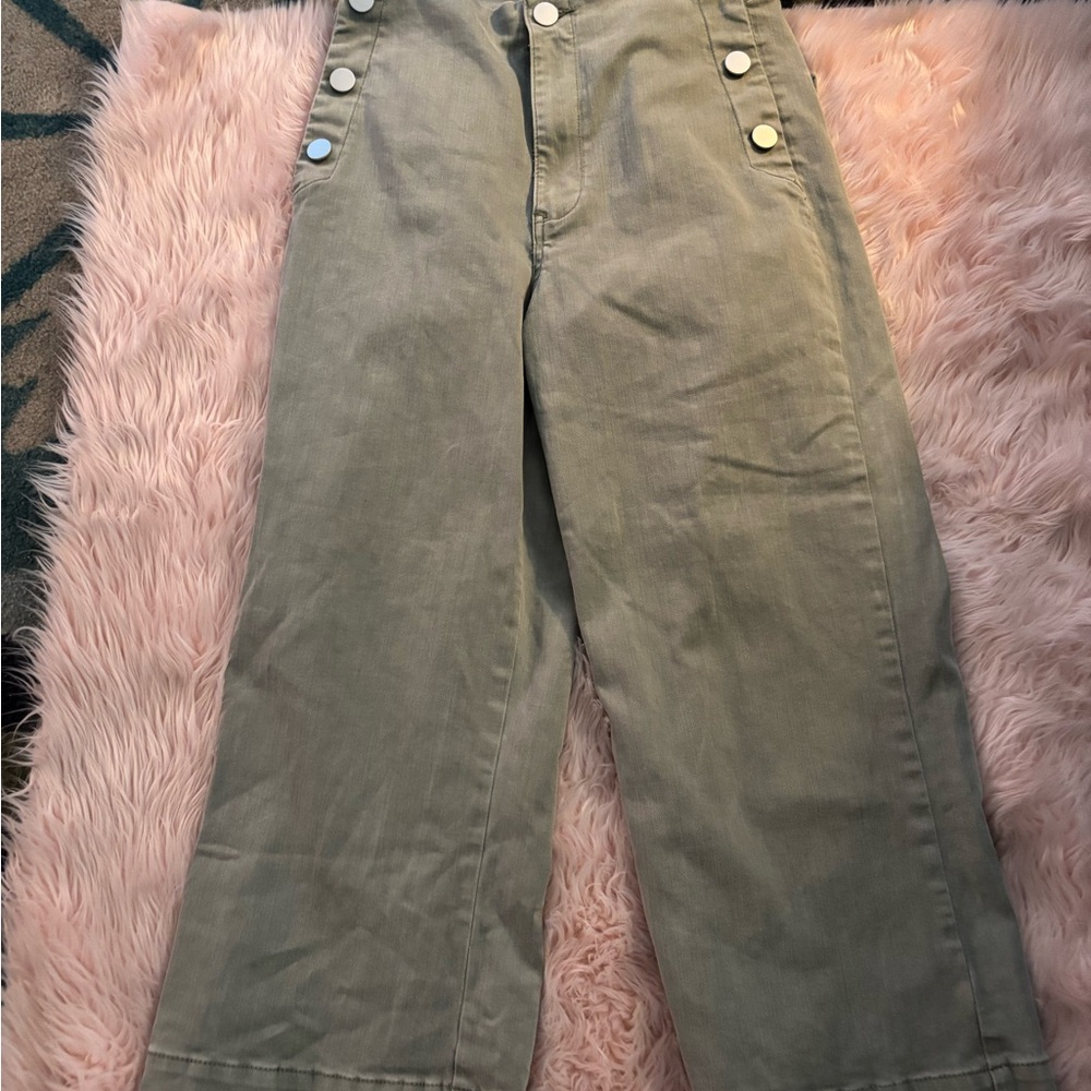 Oat New York Women's Wide-Leg Jeans in Olive Green